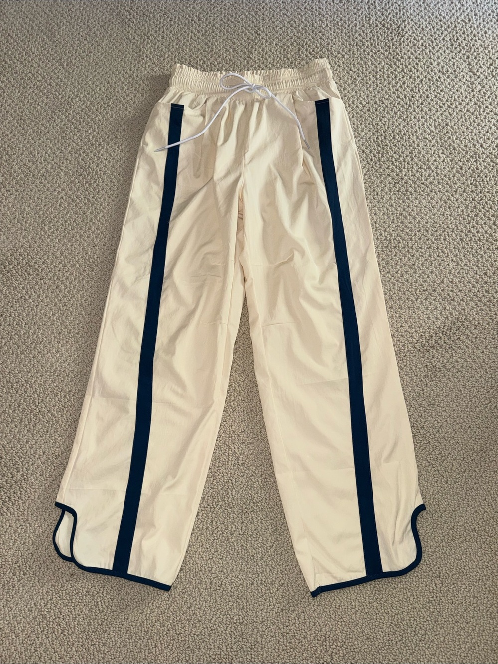 Cream Track Pants with Blue Stripes - Picture 3 of 10